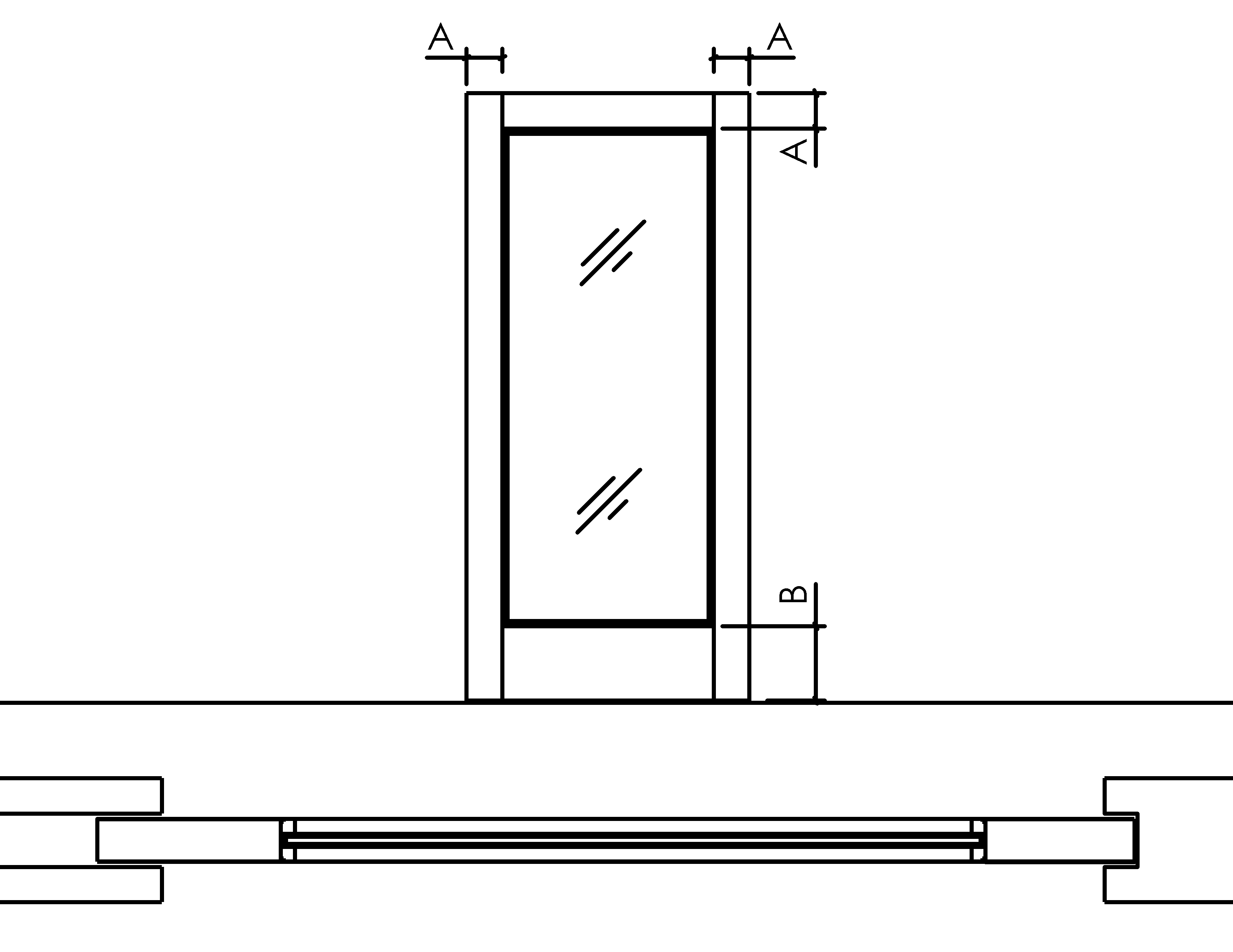 1 Pane Glazed Veneered Line Drawing