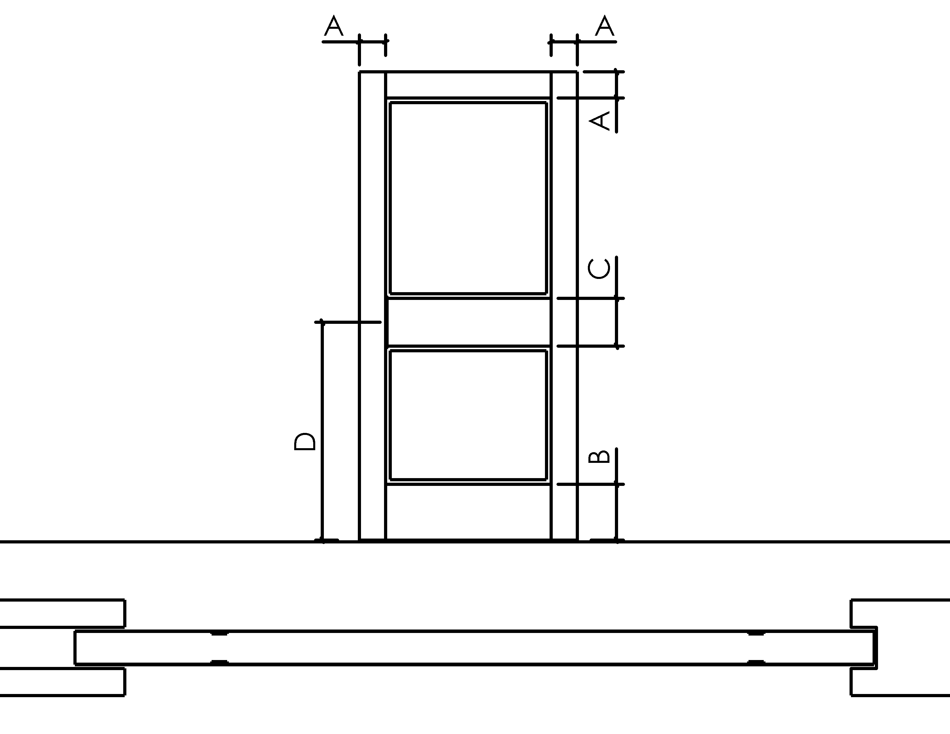 2 Panel Shadow Gap Veneered Line Drawing