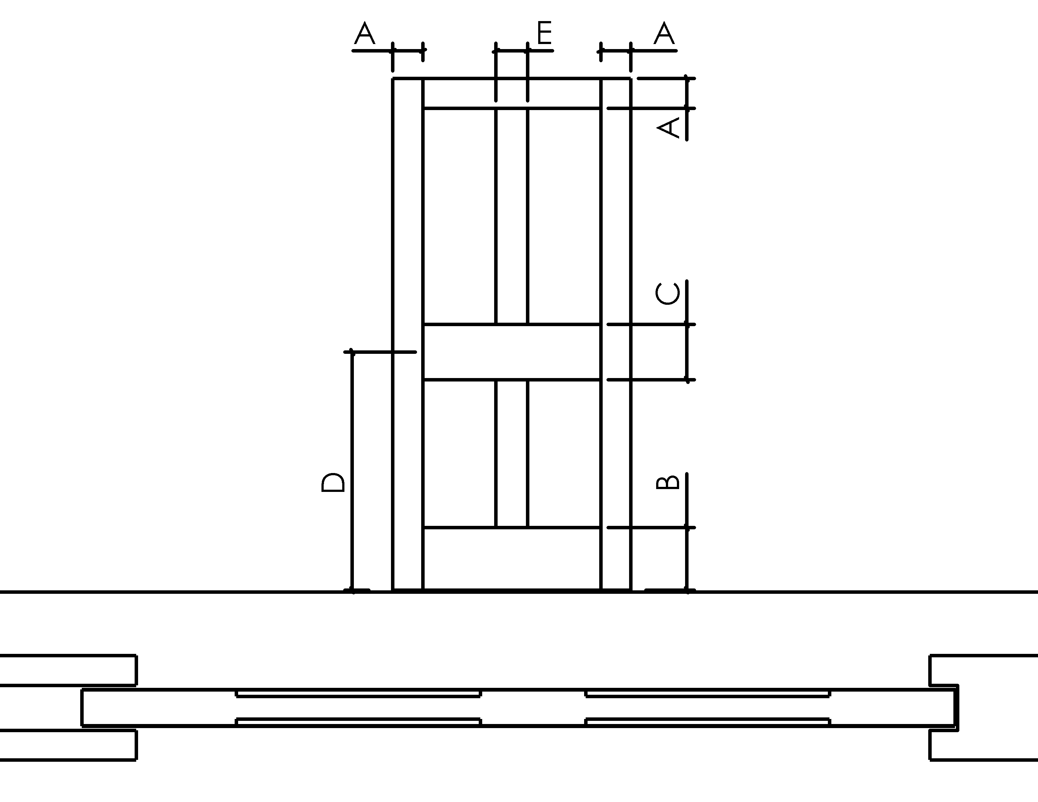 4 Panel Recessed Veneered Line Drawing